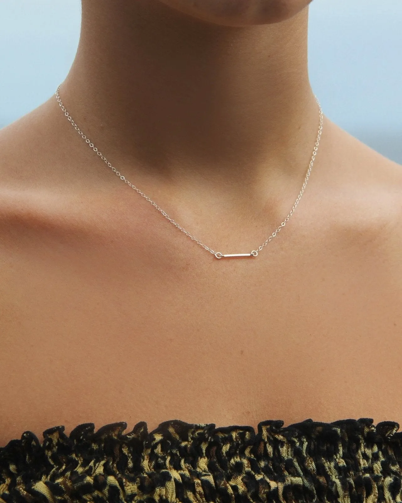 Thin Bar Necklace  - Sterling Silver