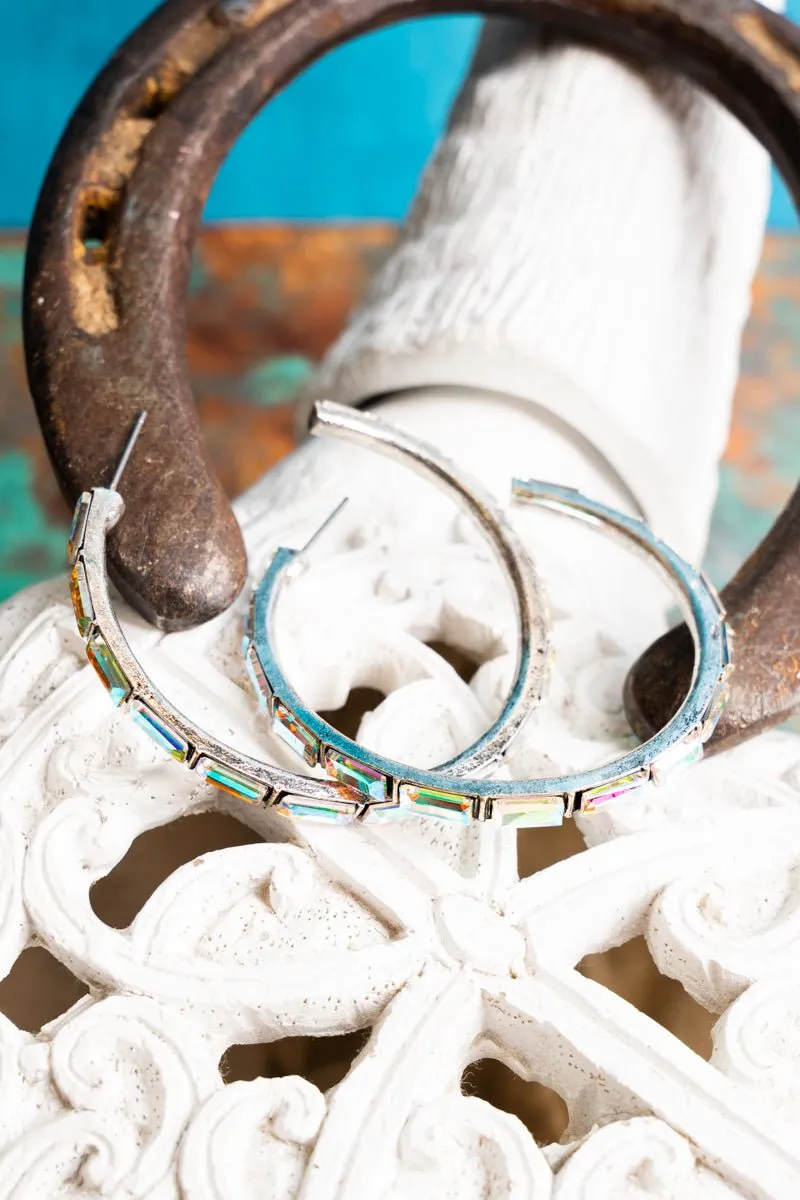 TIPI Social Circle Iridescent Crystal Hoop Earrings