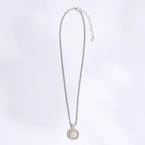 Twisted Double Line CZ Center Pendant Necklace