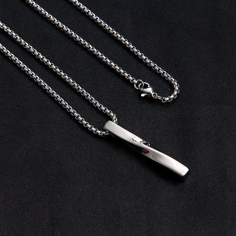 Twisted Metal Pendant Necklace Stainless Steel Chain