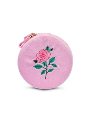 Velvet Jewelry Zip Case - Rose