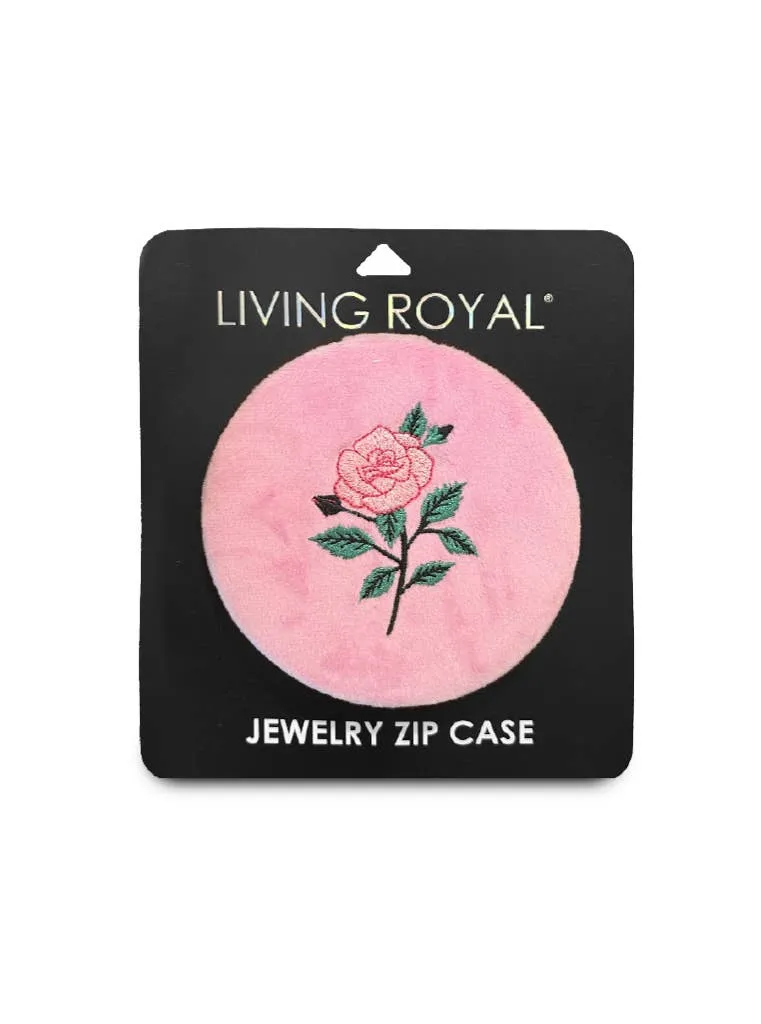 Velvet Jewelry Zip Case - Rose