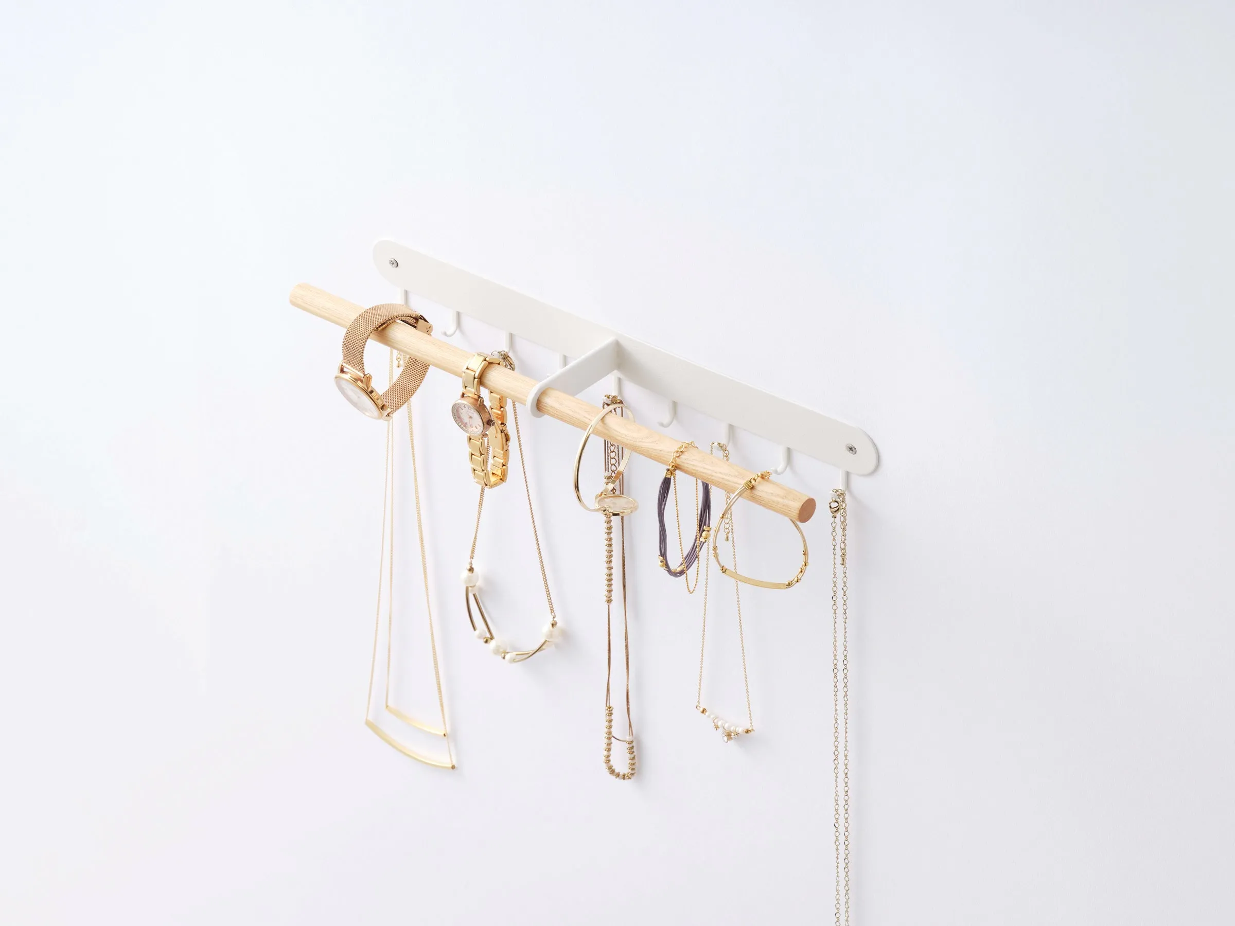 Wall-Mounted Jewelry Rack - Steel   Wood