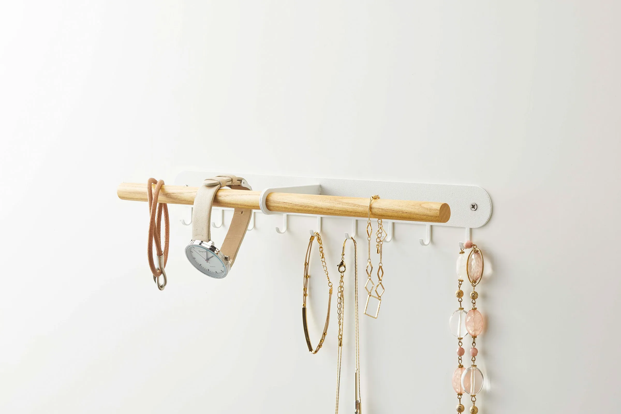 Wall-Mounted Jewelry Rack - Steel   Wood