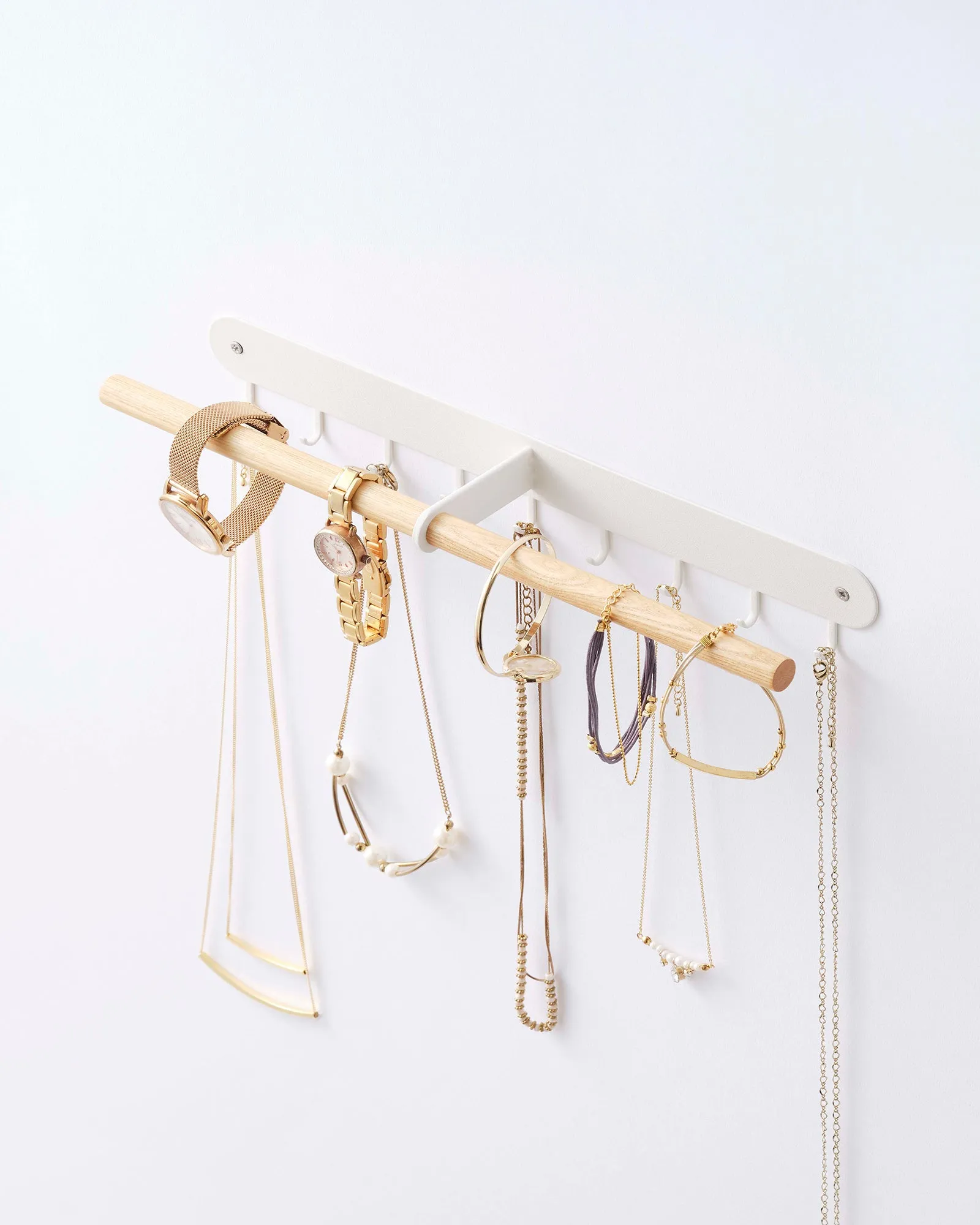 Wall-Mounted Jewelry Rack - Steel   Wood