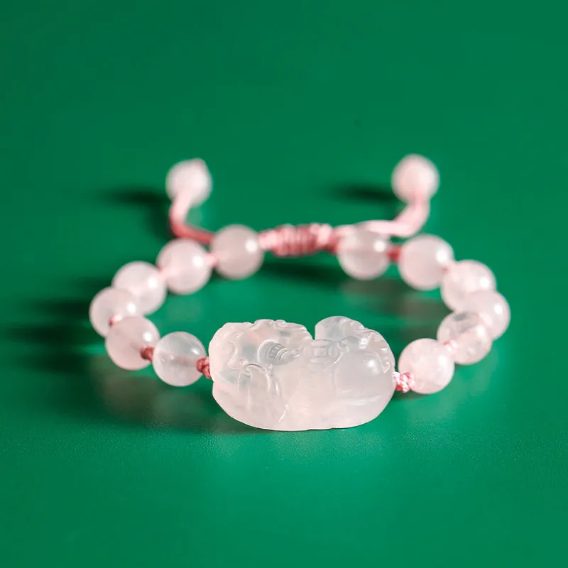 Woven Couple Bracelet with Pixiu Powder Crystal: Enhance Your Fortune