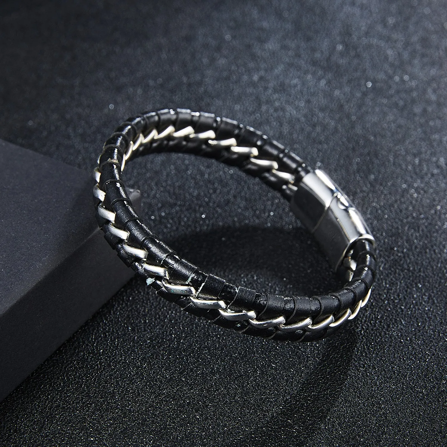 Woven leather bracelets for men