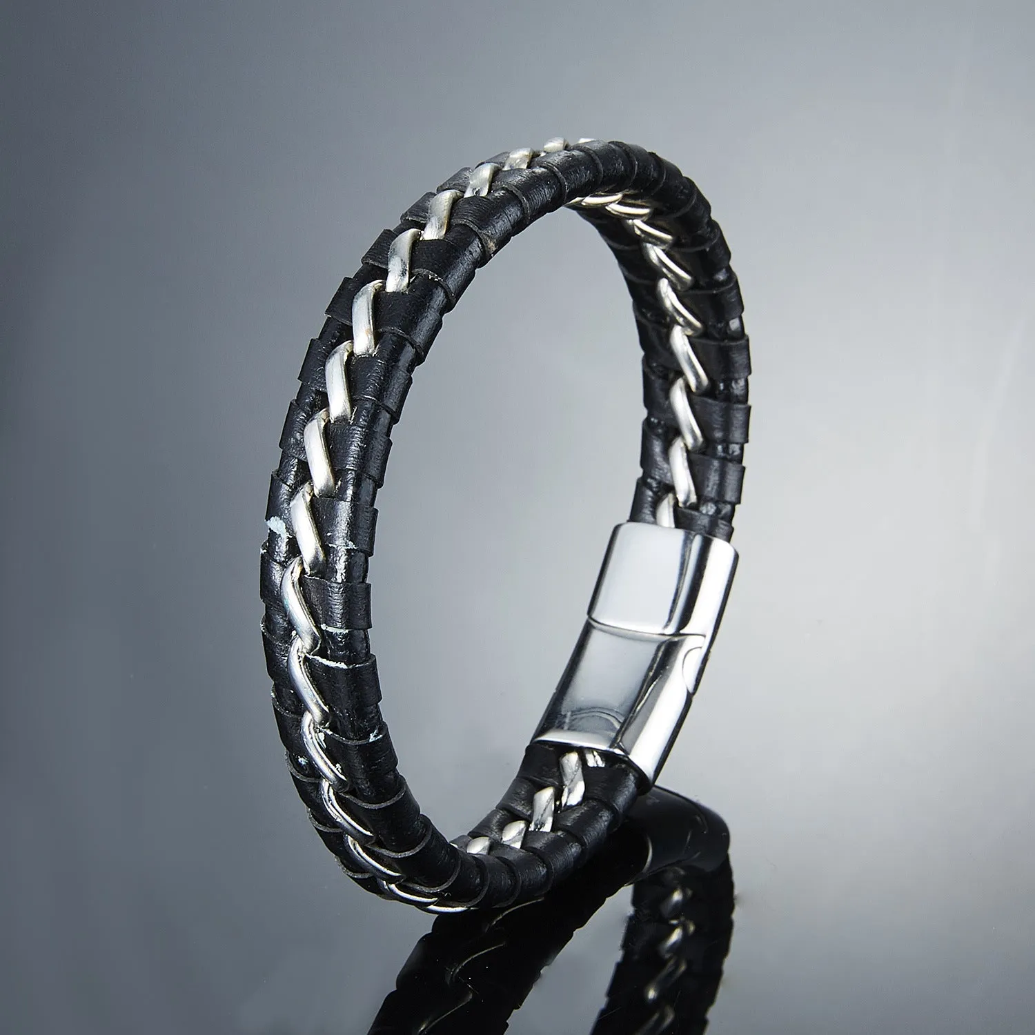 Woven leather bracelets for men