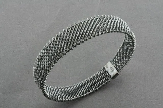 woven mesh bangle - oxidized