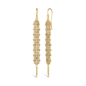 Woven Textile Earrings in Silver Diamond