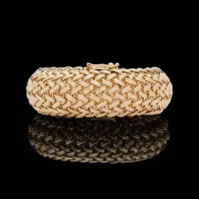 Woven Wide Gold Bangle Bracelet